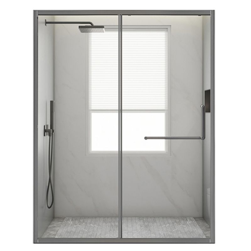 Glass and Metal Shower Door Simple Inline Black Shower Bath Door Clearhalo 'Bathroom Remodel & Bathroom Fixtures' 'Home Improvement' 'home_improvement' 'home_improvement_shower_tub_doors' 'Shower and Tub Doors' 'shower_tub_doors' 'Showers & Bathtubs' 1200x1200_1de2fae7-e85c-4eb9-80b0-887430e91ff3