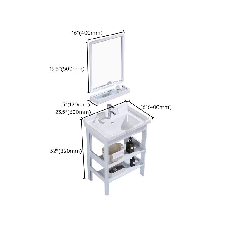 White Vanity Sink Doors Drawer Faucet Storage Shelf Vanity with Mirror Clearhalo 'Bathroom Remodel & Bathroom Fixtures' 'Bathroom Vanities' 'bathroom_vanities' 'Home Improvement' 'home_improvement' 'home_improvement_bathroom_vanities' 1200x1200_1e10c79c-e573-4a8e-90a2-1964d3a3032a