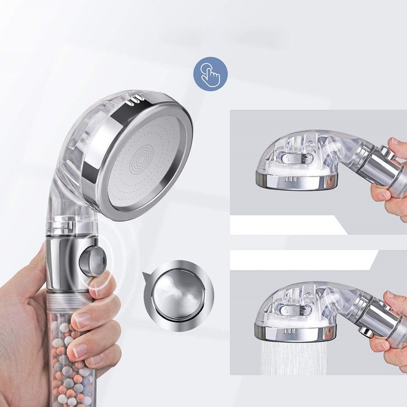 Contemporary Handheld Shower Head Round Filter Ball Spray Head in Silver Clearhalo 'Bathroom Remodel & Bathroom Fixtures' 'Home Improvement' 'home_improvement' 'home_improvement_shower_heads' 'Shower Heads' 'shower_heads' 'Showers & Bathtubs Plumbing' 'Showers & Bathtubs' 1200x1200_1e1281a5-c201-4580-8e99-75052a0499b9