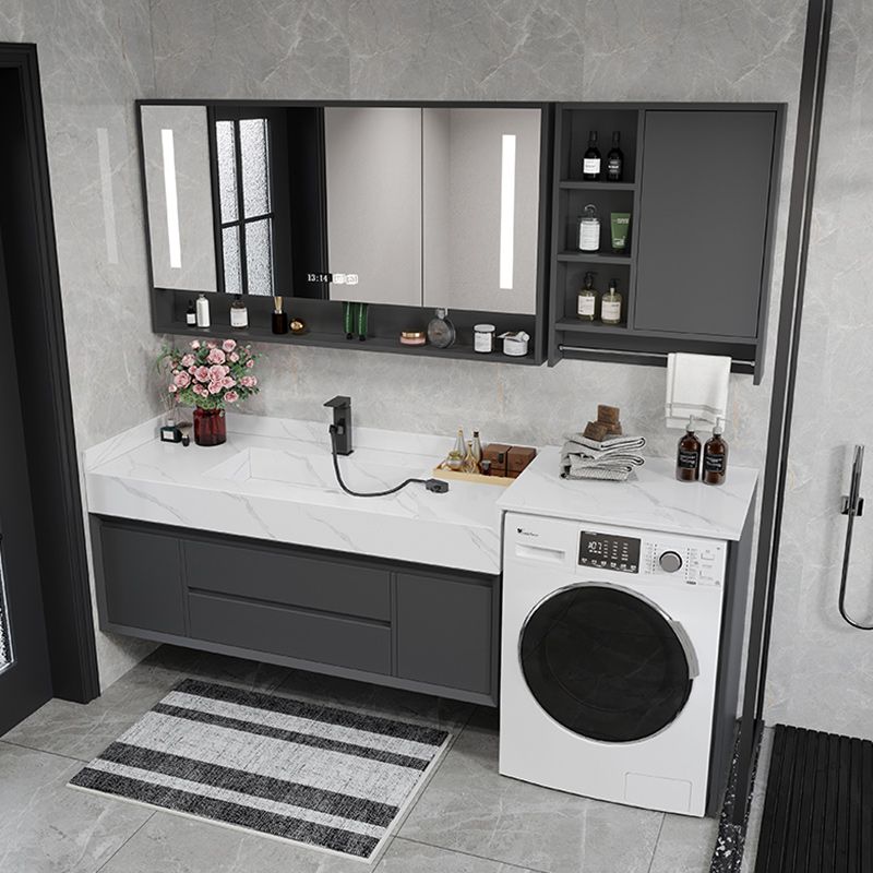 Modern Sink Vanity Wall Mount Vanity Cabinet with Mirror (Not Include Washing Machine) Clearhalo 'Bathroom Remodel & Bathroom Fixtures' 'Bathroom Vanities' 'bathroom_vanities' 'Home Improvement' 'home_improvement' 'home_improvement_bathroom_vanities' 1200x1200_1e1f96a5-937c-496b-8d1f-4aeef5f89aa2