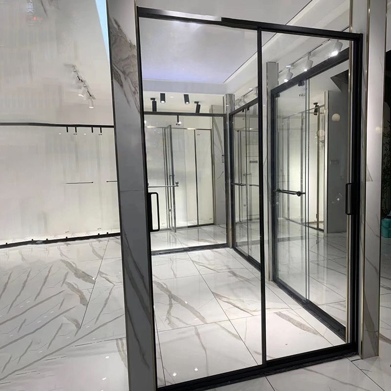 Tempered Glass Shower Bath Door Sliding Transparent Metal Framed Shower Door Clearhalo 'Bathroom Remodel & Bathroom Fixtures' 'Home Improvement' 'home_improvement' 'home_improvement_shower_tub_doors' 'Shower and Tub Doors' 'shower_tub_doors' 'Showers & Bathtubs' 1200x1200_1e31ac3a-ca59-49cc-8874-520f63c38f23