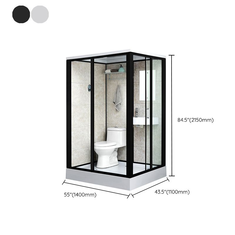 Linear Sliding Shower Enclosure Metal Framed Shower Enclosure with Tempered Glass Clearhalo 'Bathroom Remodel & Bathroom Fixtures' 'Home Improvement' 'home_improvement' 'home_improvement_shower_stalls_enclosures' 'Shower Stalls & Enclosures' 'shower_stalls_enclosures' 'Showers & Bathtubs' 1200x1200_1e573fdc-40a5-48c7-9b3b-bbf5e2099630