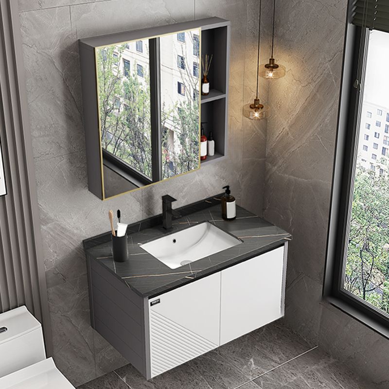 Modern Sink Vanity Set Wall Mounted Rectangular Sink Drawers Vanity Set Clearhalo 'Bathroom Remodel & Bathroom Fixtures' 'Bathroom Vanities' 'bathroom_vanities' 'Home Improvement' 'home_improvement' 'home_improvement_bathroom_vanities' 1200x1200_1e632fac-ec69-42da-85af-c96b714d13c7