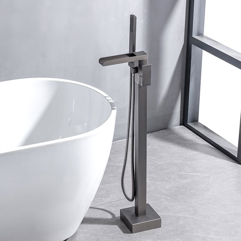 Floor Mounted Metal Freestanding Tub Filler Waterfall Freestanding Bathtub Faucet Clearhalo 'Bathroom Remodel & Bathroom Fixtures' 'Bathtub Faucets' 'bathtub_faucets' 'Home Improvement' 'home_improvement' 'home_improvement_bathtub_faucets' 1200x1200_1e665b88-8e18-4a36-b790-77d55de5a70b