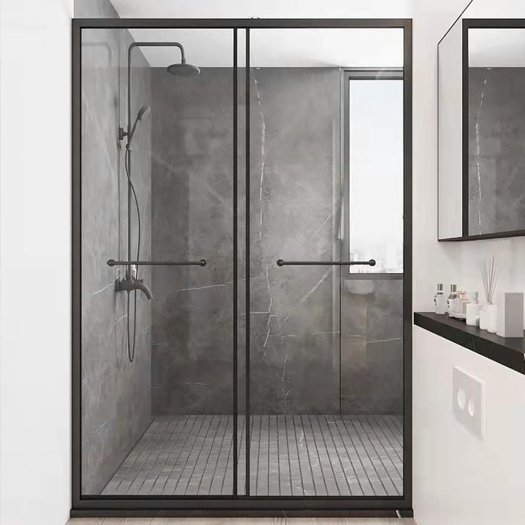 Double Sliding Shower Door Full Frame Tempered Glass Shower Door Clearhalo 'Bathroom Remodel & Bathroom Fixtures' 'Home Improvement' 'home_improvement' 'home_improvement_shower_tub_doors' 'Shower and Tub Doors' 'shower_tub_doors' 'Showers & Bathtubs' 1200x1200_1ea95639-17f8-4257-85e1-dc9daf1e603e