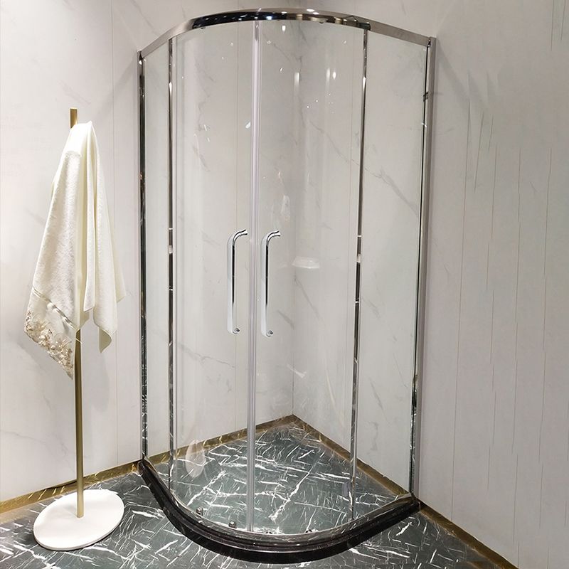 Round Shower Enclosure Clear Tempered Shower Enclosure on Corner Clearhalo 'Bathroom Remodel & Bathroom Fixtures' 'Home Improvement' 'home_improvement' 'home_improvement_shower_stalls_enclosures' 'Shower Stalls & Enclosures' 'shower_stalls_enclosures' 'Showers & Bathtubs' 1200x1200_1eacc656-2219-43c2-b0d4-8882992a2a98