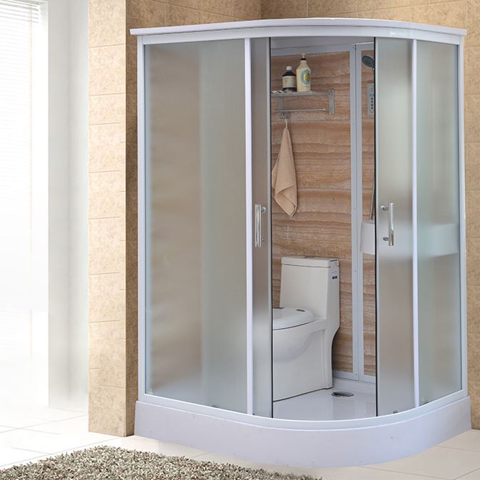 Double Sliding Shower Stall Tempered Glass Shower Stall with Hand Shower Clearhalo 'Bathroom Remodel & Bathroom Fixtures' 'Home Improvement' 'home_improvement' 'home_improvement_shower_stalls_enclosures' 'Shower Stalls & Enclosures' 'shower_stalls_enclosures' 'Showers & Bathtubs' 1200x1200_1eb2adc1-0717-4b11-a658-3c7998589c76