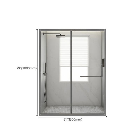 Glass and Metal Shower Door Simple Inline Black Shower Bath Door Clearhalo 'Bathroom Remodel & Bathroom Fixtures' 'Home Improvement' 'home_improvement' 'home_improvement_shower_tub_doors' 'Shower and Tub Doors' 'shower_tub_doors' 'Showers & Bathtubs' 1200x1200_1ed37500-91b2-4be3-96f1-d21fba497901