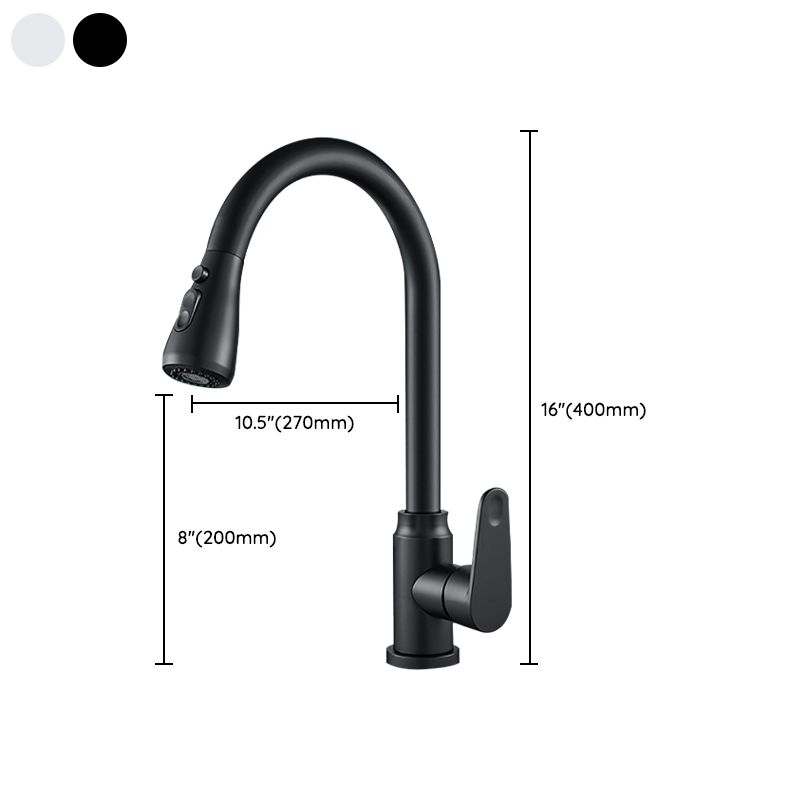 Swivel Spout Kitchen Faucet Gooseneck No Sensor with Pull Out Sprayer Clearhalo 'Home Improvement' 'home_improvement' 'home_improvement_kitchen_faucets' 'Kitchen Faucets' 'Kitchen Remodel & Kitchen Fixtures' 'Kitchen Sinks & Faucet Components' 'kitchen_faucets' 1200x1200_1f0f5ed0-1c78-4361-87c1-a36da60a302f