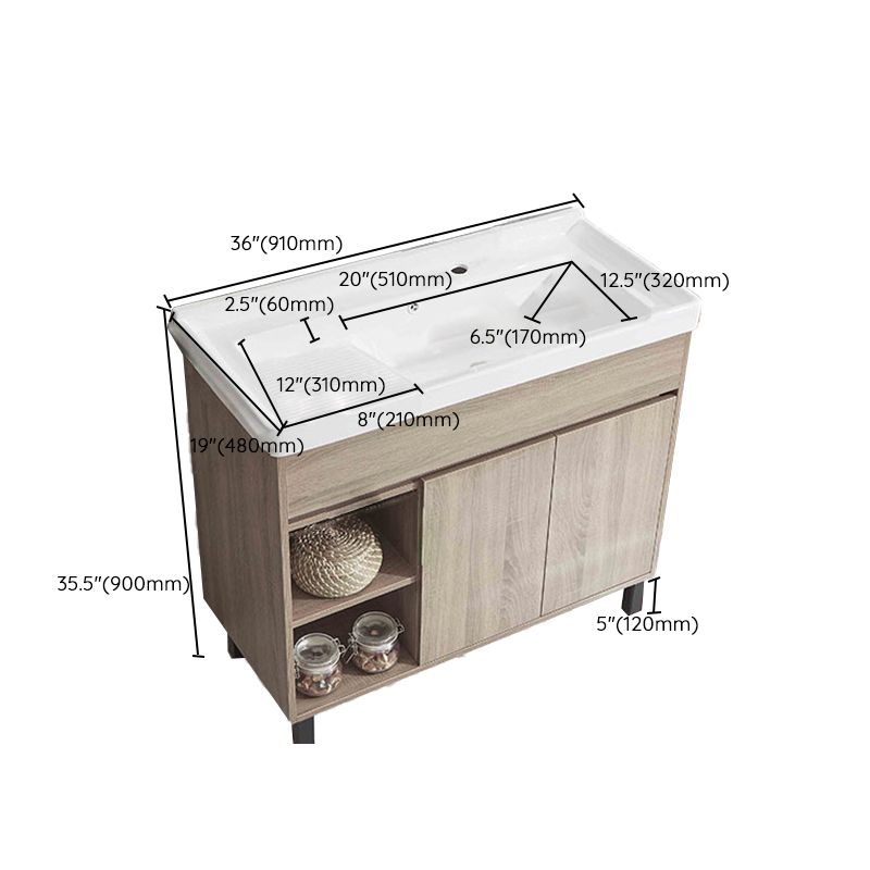 Modern Wood Bathroom Vanity Set Freestanding Single-Sink Bath Vanity Clearhalo 'Bathroom Remodel & Bathroom Fixtures' 'Bathroom Vanities' 'bathroom_vanities' 'Home Improvement' 'home_improvement' 'home_improvement_bathroom_vanities' 1200x1200_1f0f8ba2-5164-4394-b9c2-9367e499ba9d