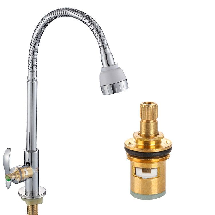 Modern 1-Hold Kitchen Faucet Single Handle Water Faucet in Chrome Clearhalo 'Home Improvement' 'home_improvement' 'home_improvement_kitchen_faucets' 'Kitchen Faucets' 'Kitchen Remodel & Kitchen Fixtures' 'Kitchen Sinks & Faucet Components' 'kitchen_faucets' 1200x1200_1f1ca92f-693a-49f7-8036-3c3fab8d45c9