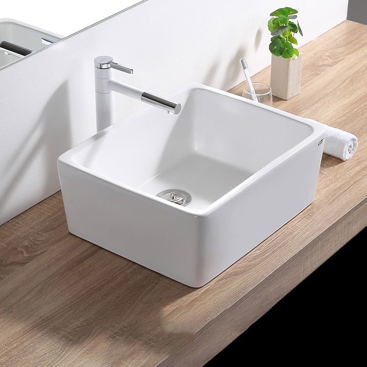 Contemporary Bathroom Sink Pop-Up Drain Porcelain Rectangular Vessel Lavatory Sink Clearhalo 'Bathroom Remodel & Bathroom Fixtures' 'Bathroom Sinks & Faucet Components' 'Bathroom Sinks' 'bathroom_sink' 'Home Improvement' 'home_improvement' 'home_improvement_bathroom_sink' 1200x1200_1f4ed73d-92a4-49e4-9b93-b9c9fc41b345
