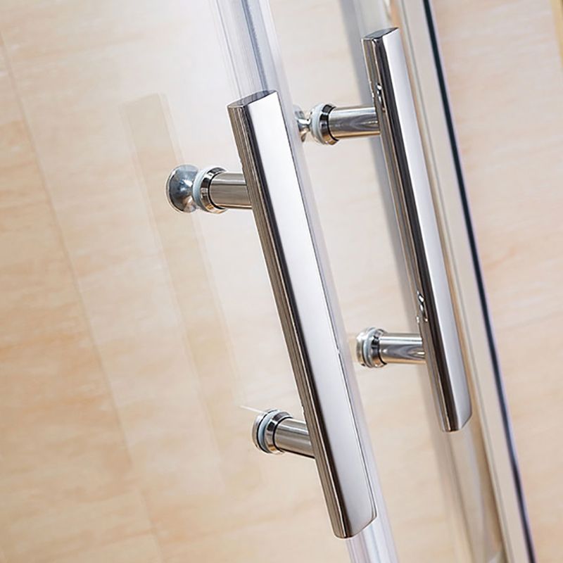 Stainless Steel Frame Shower Enclosure with Double Door Handles Clearhalo 'Bathroom Remodel & Bathroom Fixtures' 'Home Improvement' 'home_improvement' 'home_improvement_shower_stalls_enclosures' 'Shower Stalls & Enclosures' 'shower_stalls_enclosures' 'Showers & Bathtubs' 1200x1200_1f4f4687-bef3-4f2a-a5de-ef74d23b4907