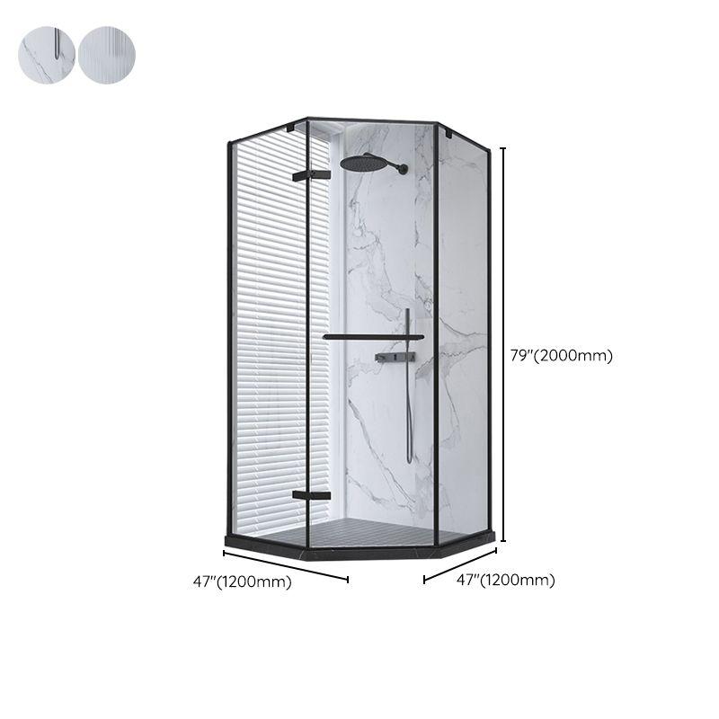 Black Neo-Angle Shower Enclosure Semi Frameless Door Hinged Shower Room Clearhalo 'Bathroom Remodel & Bathroom Fixtures' 'Home Improvement' 'home_improvement' 'home_improvement_shower_stalls_enclosures' 'Shower Stalls & Enclosures' 'shower_stalls_enclosures' 'Showers & Bathtubs' 1200x1200_1f534d13-3a97-4586-a71a-71792dba97bd