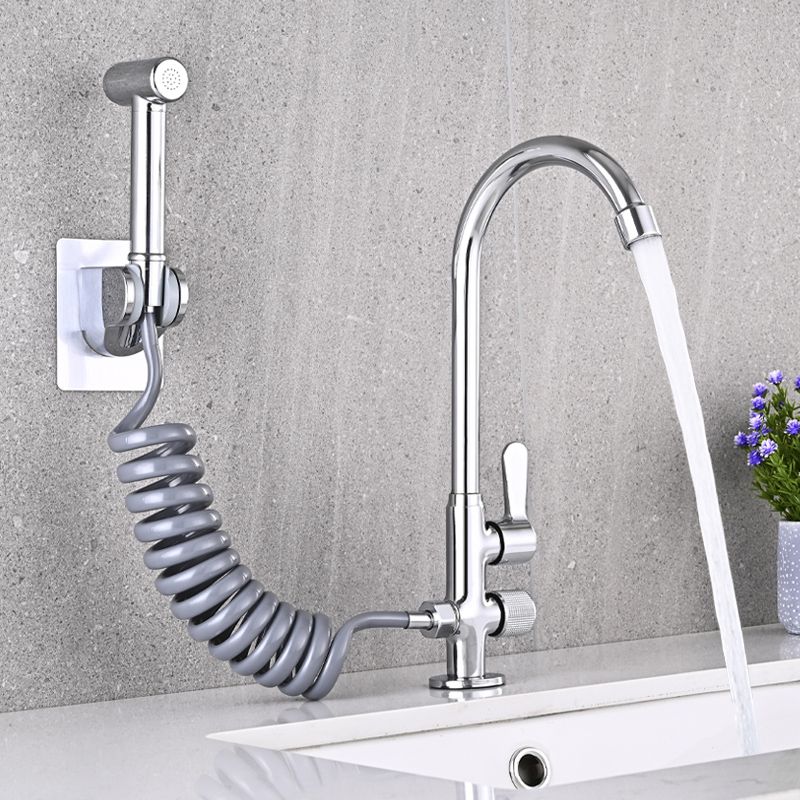 Single Cold Faucet Solid Color High Arc Deck Mounted Bathtub Faucet Clearhalo 'Bathroom Remodel & Bathroom Fixtures' 'Bathtub Faucets' 'bathtub_faucets' 'Home Improvement' 'home_improvement' 'home_improvement_bathtub_faucets' 1200x1200_1f55d488-280a-4d21-a363-2e1826b88f55