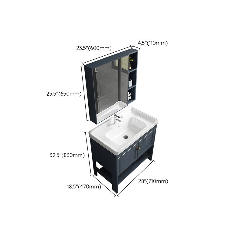 Modern Single Blue Sink Vanity Freestanding Metal Base Bath Vanity Clearhalo 'Bathroom Remodel & Bathroom Fixtures' 'Bathroom Vanities' 'bathroom_vanities' 'Home Improvement' 'home_improvement' 'home_improvement_bathroom_vanities' 1200x1200_1f6c262a-9cf8-4776-a7ea-d594363b7eb6