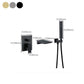 Modern Wall Mounted Metal Tub Filler Low Arc Bathroom Faucet Clearhalo 'Bathroom Remodel & Bathroom Fixtures' 'Bathtub Faucets' 'bathtub_faucets' 'Home Improvement' 'home_improvement' 'home_improvement_bathtub_faucets' 1200x1200_1f734833-d483-45bf-8fbe-9843ee3f6a1d