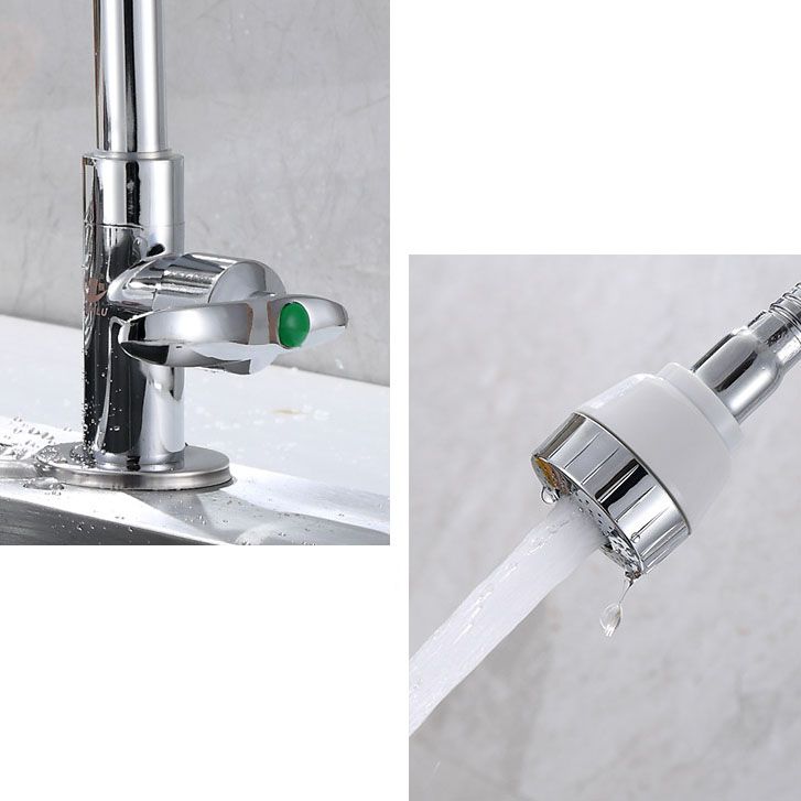 Modern 1-Hold Kitchen Faucet Single Handle Water Faucet in Chrome Clearhalo 'Home Improvement' 'home_improvement' 'home_improvement_kitchen_faucets' 'Kitchen Faucets' 'Kitchen Remodel & Kitchen Fixtures' 'Kitchen Sinks & Faucet Components' 'kitchen_faucets' 1200x1200_1f8c3624-3119-4012-b4f7-ac4433cc7931