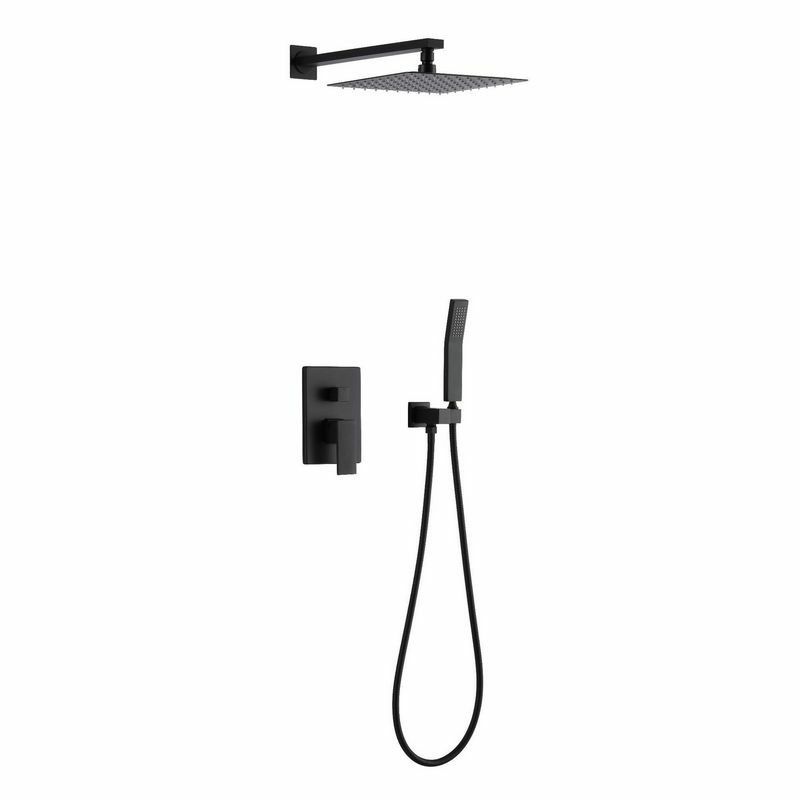Square Adjustable Water Flow Faucet Shower Arm Shower System with Handheld Shower Head Clearhalo 'Bathroom Remodel & Bathroom Fixtures' 'Home Improvement' 'home_improvement' 'home_improvement_shower_faucets' 'Shower Faucets & Systems' 'shower_faucets' 'Showers & Bathtubs Plumbing' 'Showers & Bathtubs' 1200x1200_1f8e2a9d-c474-4319-9676-15daa5c5d6e5