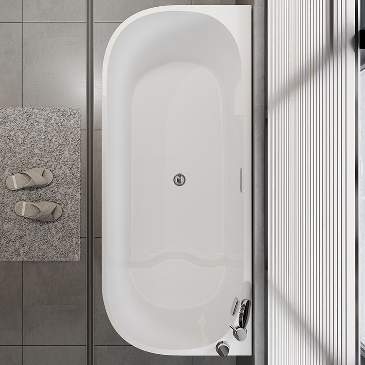 Corner Acrylic Soaking Bathtub Antique Finish Back to Wall Bath Tub Clearhalo 'Bathroom Remodel & Bathroom Fixtures' 'Bathtubs' 'Home Improvement' 'home_improvement' 'home_improvement_bathtubs' 'Showers & Bathtubs' 1200x1200_1f96213f-d9a5-4bce-96fb-d47846864c99