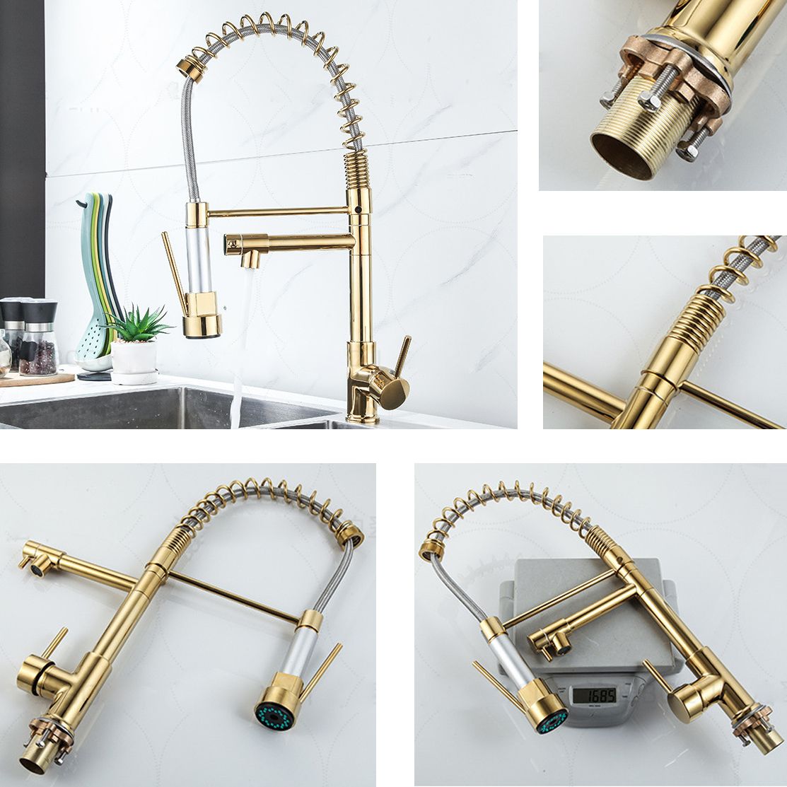 Modern Farmhouse Faucet Spring Spout Double Handles Kitchen Faucet High Arch Water Filler Clearhalo 'Home Improvement' 'home_improvement' 'home_improvement_kitchen_faucets' 'Kitchen Faucets' 'Kitchen Remodel & Kitchen Fixtures' 'Kitchen Sinks & Faucet Components' 'kitchen_faucets' 1200x1200_1f9b9b1a-1215-42fa-b642-49649acc9802