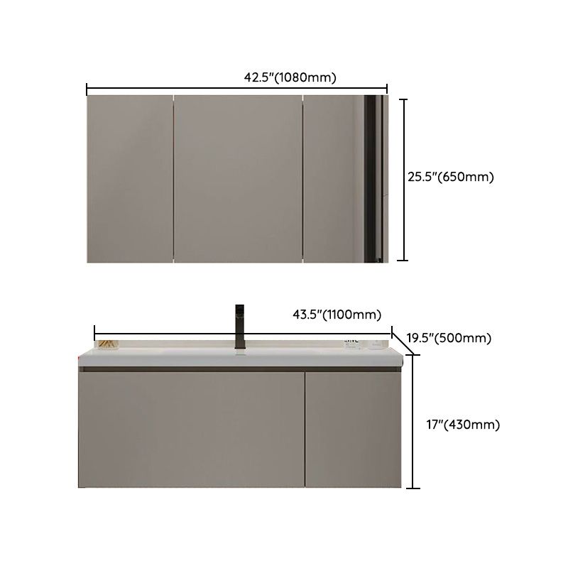 Fashionable Bathroom Vanity Wall Mounted Ceramic Top Faucet Included Clearhalo 'Bathroom Remodel & Bathroom Fixtures' 'Bathroom Vanities' 'bathroom_vanities' 'Home Improvement' 'home_improvement' 'home_improvement_bathroom_vanities' 1200x1200_1fa9561c-f638-4818-b379-1d35e47bfe29