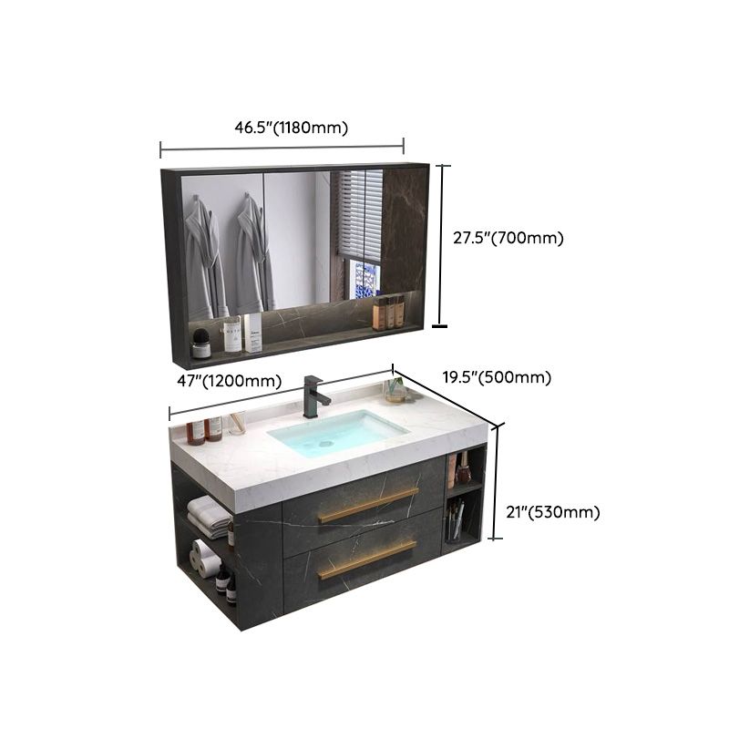 Wall Mount Single-Sink Modern Black Open Console with Sink Set Clearhalo 'Bathroom Remodel & Bathroom Fixtures' 'Bathroom Vanities' 'bathroom_vanities' 'Home Improvement' 'home_improvement' 'home_improvement_bathroom_vanities' 1200x1200_1fb02863-5963-4fe4-b04c-727d25f20f2a