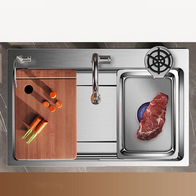 Modern Kitchen Sink Stainless Steel Strainer Kitchen Sink with Faucet in Chrome Clearhalo 'Home Improvement' 'home_improvement' 'home_improvement_kitchen_sinks' 'Kitchen Remodel & Kitchen Fixtures' 'Kitchen Sinks & Faucet Components' 'Kitchen Sinks' 'kitchen_sinks' 1200x1200_1fb2842d-dc10-4426-9a34-6c6c5f6d0a32