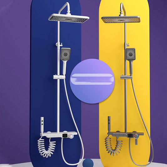 Modern Wall Mount Shower Trim Adjustable Spray Pattern Shower Head Combo Clearhalo 'Bathroom Remodel & Bathroom Fixtures' 'Home Improvement' 'home_improvement' 'home_improvement_shower_faucets' 'Shower Faucets & Systems' 'shower_faucets' 'Showers & Bathtubs Plumbing' 'Showers & Bathtubs' 1200x1200_1fd74218-9dbb-4415-9eb3-759f060d390d
