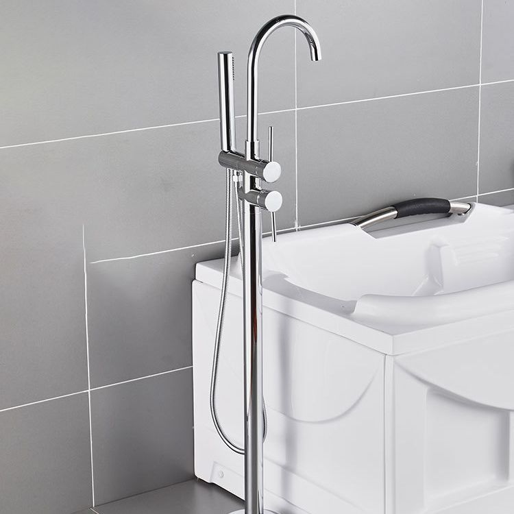 Floor Mounted Freestanding Tub Filler Single Handle Metal Freestanding Faucet Clearhalo 'Bathroom Remodel & Bathroom Fixtures' 'Bathtub Faucets' 'bathtub_faucets' 'Home Improvement' 'home_improvement' 'home_improvement_bathtub_faucets' 1200x1200_1fde1b42-2a4b-4fde-b64e-94577340ca36