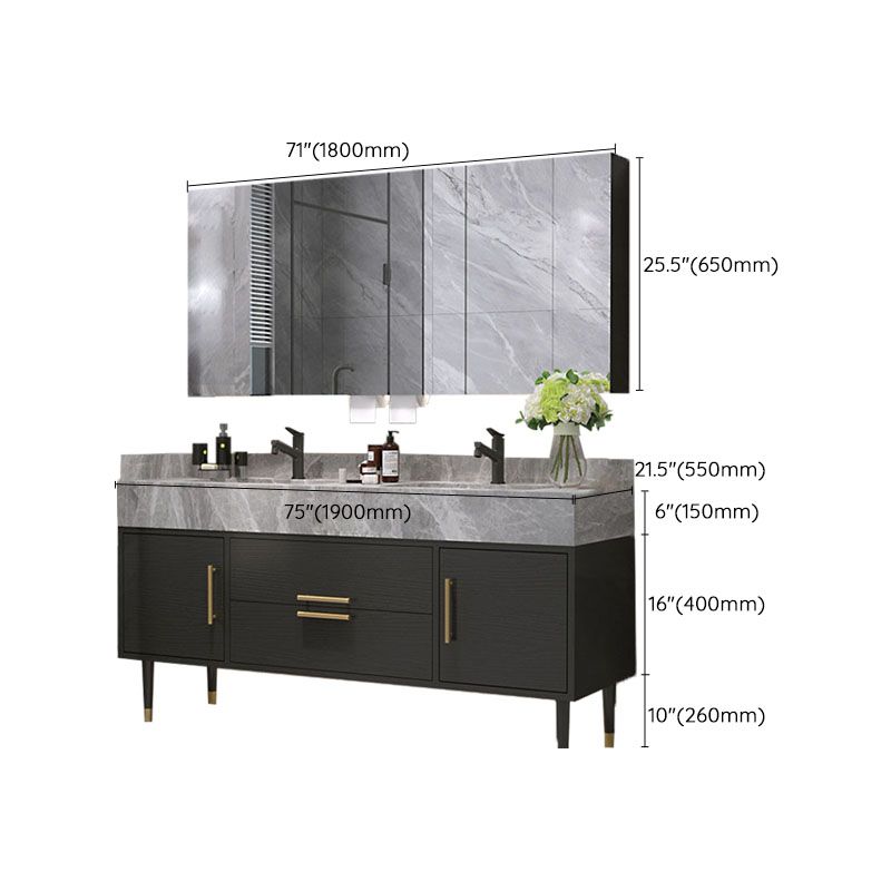 Drawers Bathroom Vanity Double Sink 2 Doors Freestanding Rectangle Vanity with Mirror Clearhalo 'Bathroom Remodel & Bathroom Fixtures' 'Bathroom Vanities' 'bathroom_vanities' 'Home Improvement' 'home_improvement' 'home_improvement_bathroom_vanities' 1200x1200_1feb3a9e-ee48-41e1-b28d-dfb62bf021e5