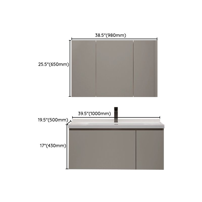 Single-Sink Grey Wall Mount Wood Modern Open Console with Sink Set Clearhalo 'Bathroom Remodel & Bathroom Fixtures' 'Bathroom Vanities' 'bathroom_vanities' 'Home Improvement' 'home_improvement' 'home_improvement_bathroom_vanities' 1200x1200_1ff8a4da-d911-4485-96a8-44ba74bd4528