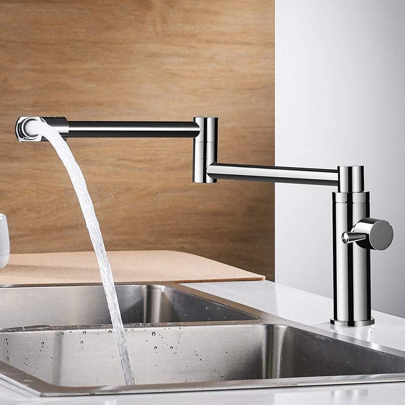 Swivel Spout 3-Function Pot Filler Kitchen Faucet Modern Pot Filler in Polished Chrome Clearhalo 'Home Improvement' 'home_improvement' 'home_improvement_kitchen_faucets' 'Kitchen Faucets' 'Kitchen Remodel & Kitchen Fixtures' 'Kitchen Sinks & Faucet Components' 'kitchen_faucets' 1200x1200_1ffab398-9324-43dd-a6e3-6cb66065aac1