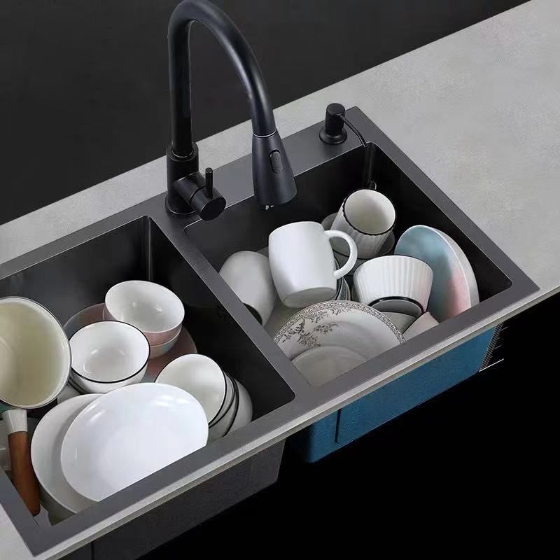 Modern Style Kitchen Sink Stainless Steel Rectangle 2 Holes Kitchen Sink Clearhalo 'Home Improvement' 'home_improvement' 'home_improvement_kitchen_sinks' 'Kitchen Remodel & Kitchen Fixtures' 'Kitchen Sinks & Faucet Components' 'Kitchen Sinks' 'kitchen_sinks' 1200x1200_1ffbe60e-f06a-4850-8d1f-586742c02ff2