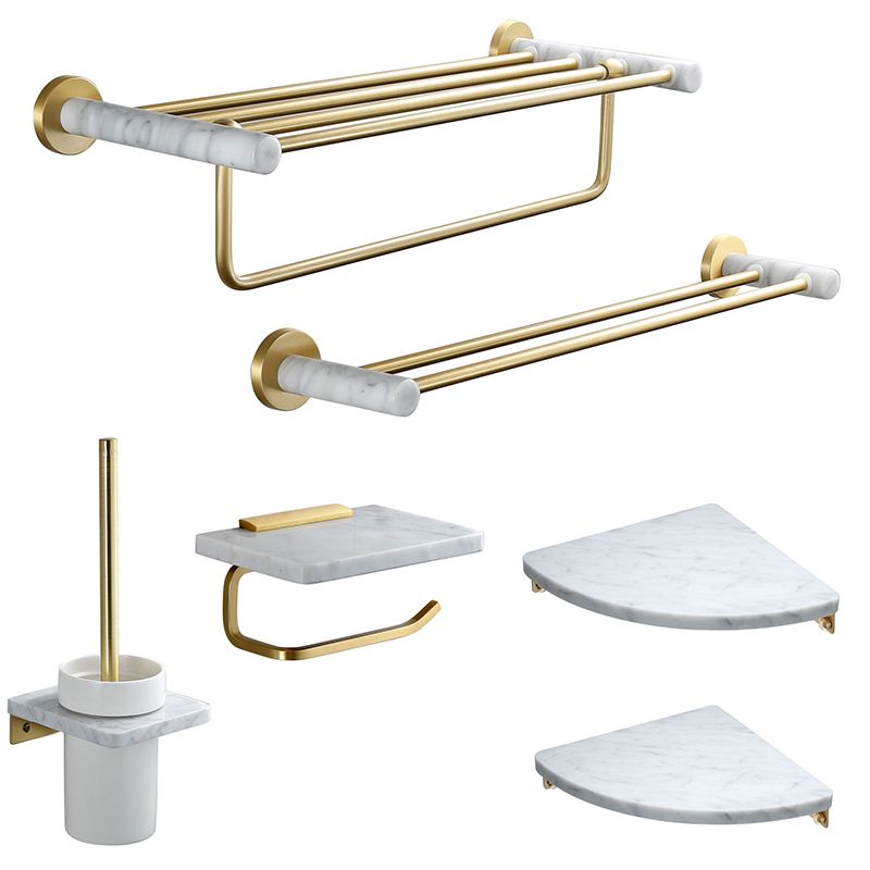 Modern Golden Bath Hardware Set Brass& Marble Bathroom Accessory Kit -  Clearhalo