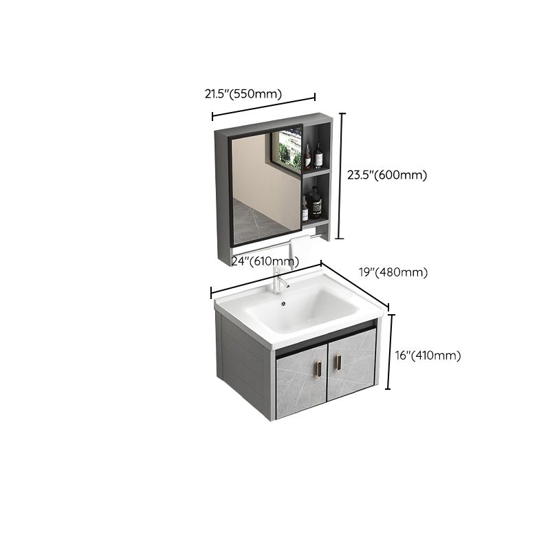 Modern Vanity Rectangular Gray Single Wall Mount Metal Vanity Set Clearhalo 'Bathroom Remodel & Bathroom Fixtures' 'Bathroom Vanities' 'bathroom_vanities' 'Home Improvement' 'home_improvement' 'home_improvement_bathroom_vanities' 1200x1200_2023d459-393f-4d94-b861-3cde9e2c86fe