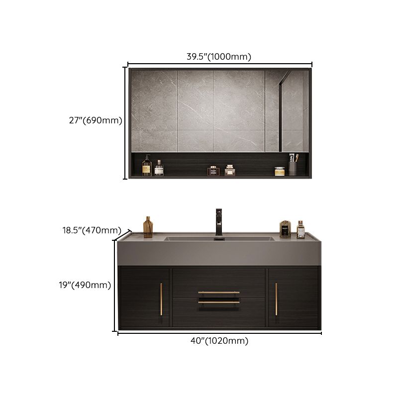 Wall Mount Bathroom Sink Vanity Glam Bathroom Vanity Set with Mirror Clearhalo 'Bathroom Remodel & Bathroom Fixtures' 'Bathroom Vanities' 'bathroom_vanities' 'Home Improvement' 'home_improvement' 'home_improvement_bathroom_vanities' 1200x1200_20277893-d795-44f3-84ec-1d20c16f0364