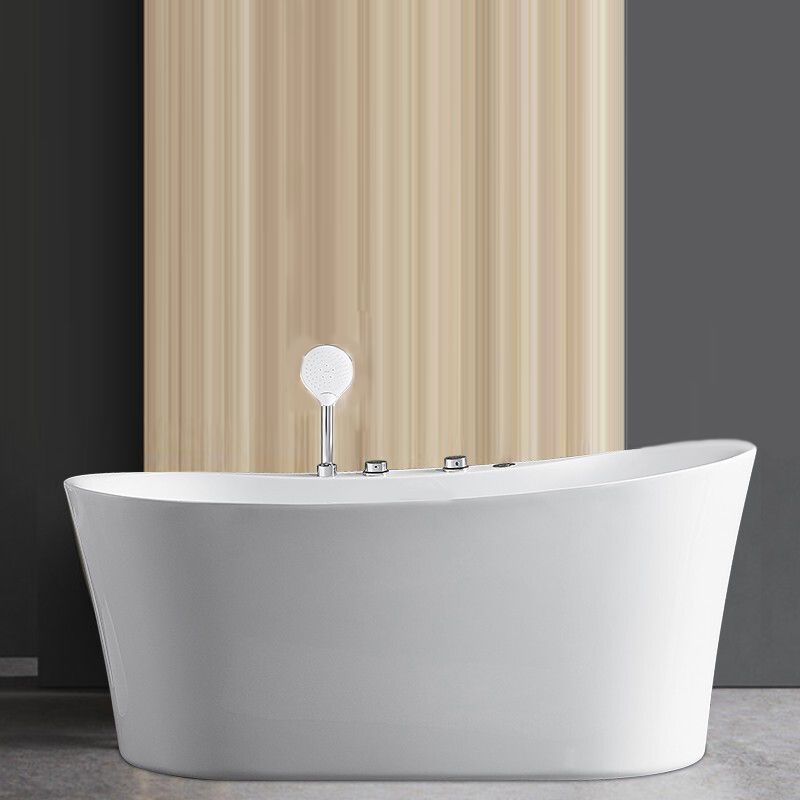 Acrylic Freestanding Bathtub Oval Modern Back to Wall Soaking Bath Clearhalo 'Bathroom Remodel & Bathroom Fixtures' 'Bathtubs' 'Home Improvement' 'home_improvement' 'home_improvement_bathtubs' 'Showers & Bathtubs' 1200x1200_2028326f-ba9b-4430-9d18-4aa2573e7d7b