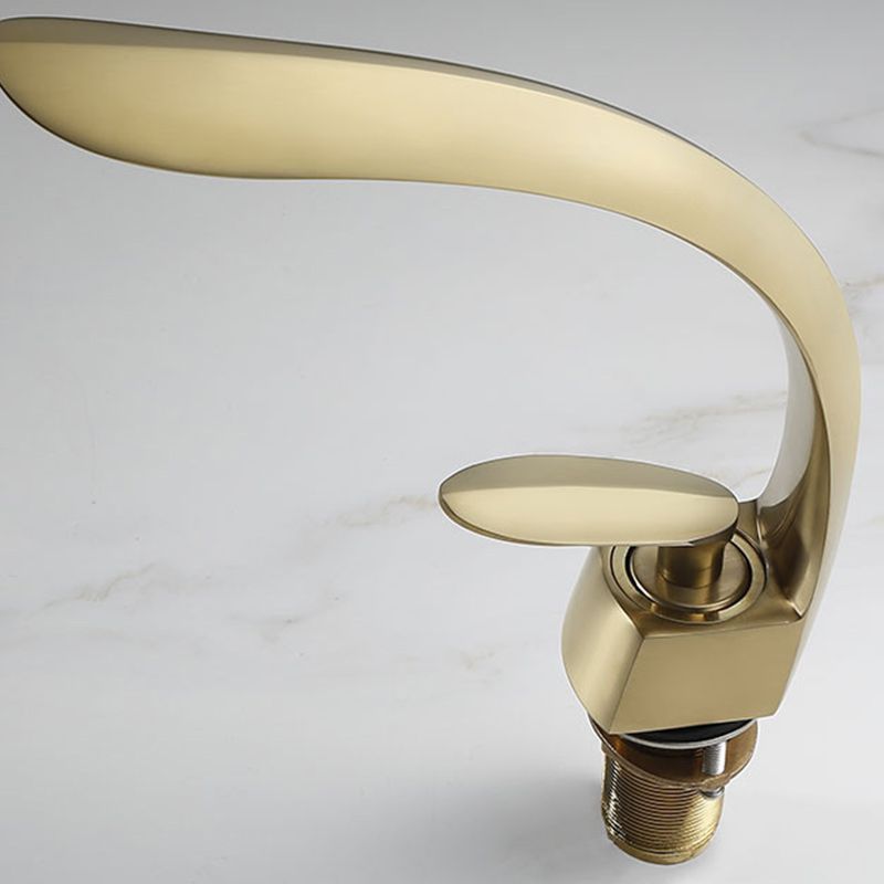 Glam Single Handle Sink Faucet Brass Bathroom Gooseneck Faucet Clearhalo 'Bathroom Remodel & Bathroom Fixtures' 'Bathroom Sink Faucets' 'Bathroom Sinks & Faucet Components' 'bathroom_sink_faucets' 'Home Improvement' 'home_improvement' 'home_improvement_bathroom_sink_faucets' 1200x1200_2029b779-3ee1-4b9f-ba73-6d320390f2a3
