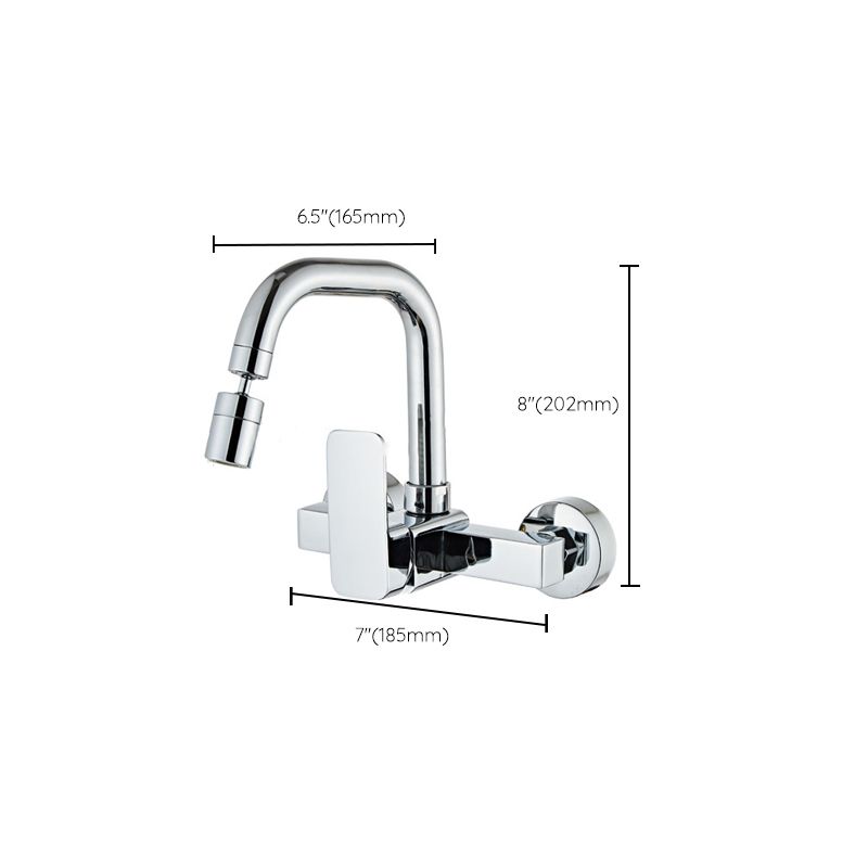 Modern Wall Mounted Single Handle Kitchen Faucet Metal Faucet in Chrome Clearhalo 'Home Improvement' 'home_improvement' 'home_improvement_kitchen_faucets' 'Kitchen Faucets' 'Kitchen Remodel & Kitchen Fixtures' 'Kitchen Sinks & Faucet Components' 'kitchen_faucets' 1200x1200_20324d2c-8f5a-41e2-b53b-95c666f579b7