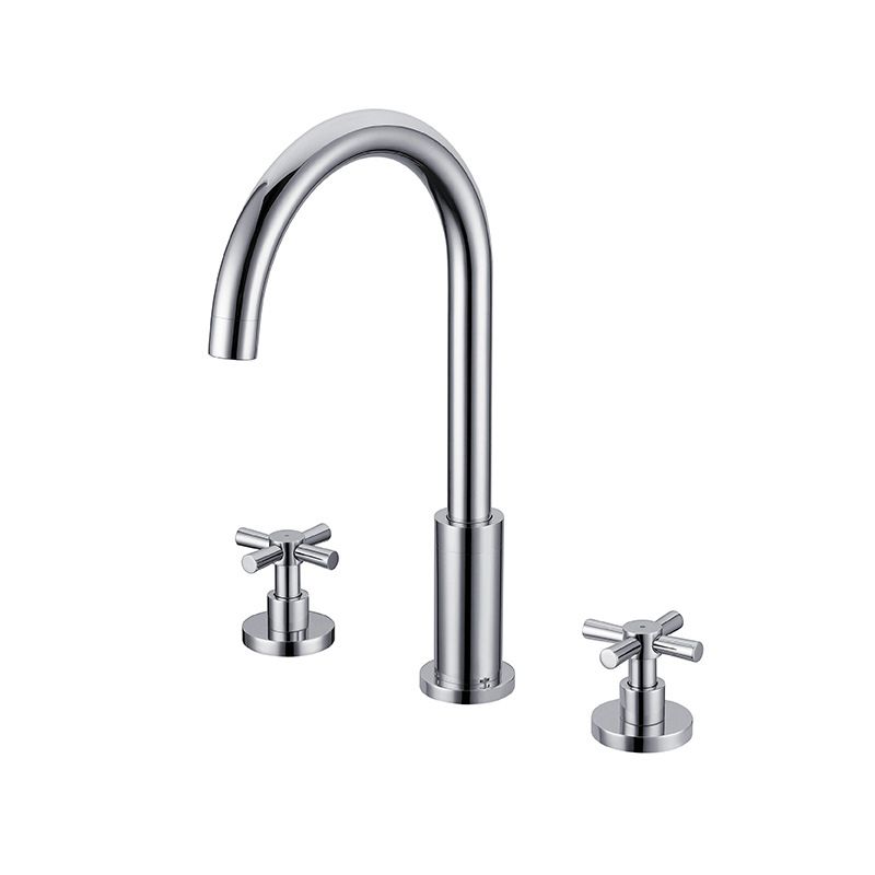 High-Arc Basin Faucet Cross Handle Vanity Faucet for Bathroom Clearhalo 'Bathroom Remodel & Bathroom Fixtures' 'Bathroom Sink Faucets' 'Bathroom Sinks & Faucet Components' 'bathroom_sink_faucets' 'Home Improvement' 'home_improvement' 'home_improvement_bathroom_sink_faucets' 1200x1200_2034b7fa-4b0c-411e-8529-ad6e2799bb4c