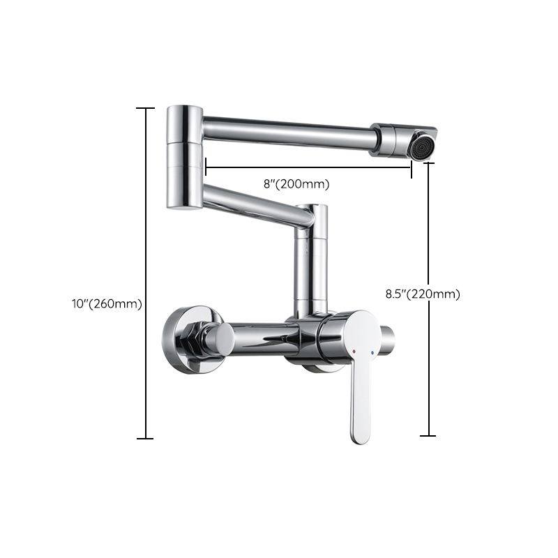 Modern Wall Mounted Pot Filler Faucet in Chrome Kitchen Faucet with Single Level Clearhalo 'Home Improvement' 'home_improvement' 'home_improvement_kitchen_faucets' 'Kitchen Faucets' 'Kitchen Remodel & Kitchen Fixtures' 'Kitchen Sinks & Faucet Components' 'kitchen_faucets' 1200x1200_2039ba52-8b57-44d0-b3bb-396fefd3533c