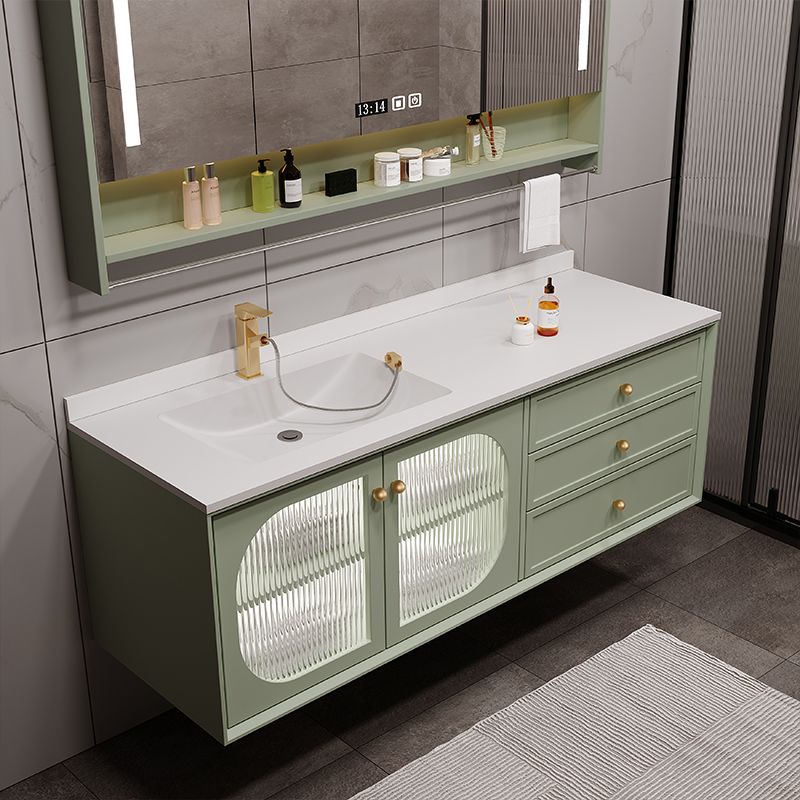 Modern Sink Vanity Solid Color Storage Shelves Wall Mount Bathroom Vanity Set Clearhalo 'Bathroom Remodel & Bathroom Fixtures' 'Bathroom Vanities' 'bathroom_vanities' 'Home Improvement' 'home_improvement' 'home_improvement_bathroom_vanities' 1200x1200_203a1126-25d8-4b9a-80ba-fb86290feedf