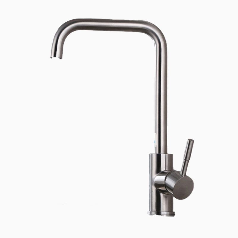 Contemporary 1 Hole Kitchen Faucet Single Handle with Supply Line Clearhalo 'Home Improvement' 'home_improvement' 'home_improvement_kitchen_faucets' 'Kitchen Faucets' 'Kitchen Remodel & Kitchen Fixtures' 'Kitchen Sinks & Faucet Components' 'kitchen_faucets' 1200x1200_20449abb-3974-4596-a79c-ffac37c2c80c