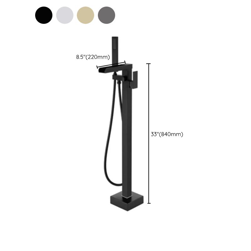 Floor Mounted Metal Freestanding Tub Filler Two Handles Freestanding Tub Filler Trim Clearhalo 'Bathroom Remodel & Bathroom Fixtures' 'Bathtub Faucets' 'bathtub_faucets' 'Home Improvement' 'home_improvement' 'home_improvement_bathtub_faucets' 1200x1200_205cbd61-4f6f-446b-867c-d4577620ddcb