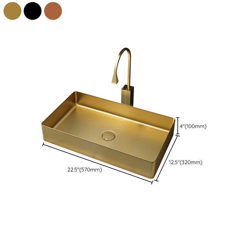 Modern Bathroom Sink Metal Rectangular Vessel Bathroom Sink with Pop-Up Drain Clearhalo 'Bathroom Remodel & Bathroom Fixtures' 'Bathroom Sinks & Faucet Components' 'Bathroom Sinks' 'bathroom_sink' 'Home Improvement' 'home_improvement' 'home_improvement_bathroom_sink' 1200x1200_205d544e-a0f6-48b3-a775-97dc59cef0a3