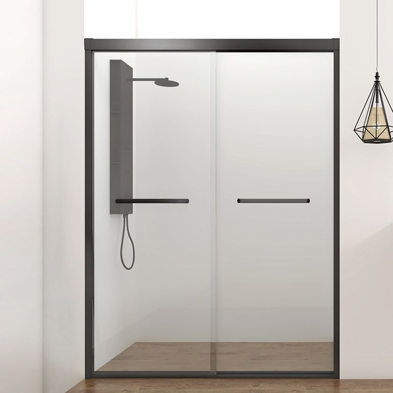 Semi Frameless Black Shower Door Double Sliding Clear Shower Doors Clearhalo 'Bathroom Remodel & Bathroom Fixtures' 'Home Improvement' 'home_improvement' 'home_improvement_shower_tub_doors' 'Shower and Tub Doors' 'shower_tub_doors' 'Showers & Bathtubs' 1200x1200_2060bd95-d7a6-4610-9ad2-876f0f06dc69