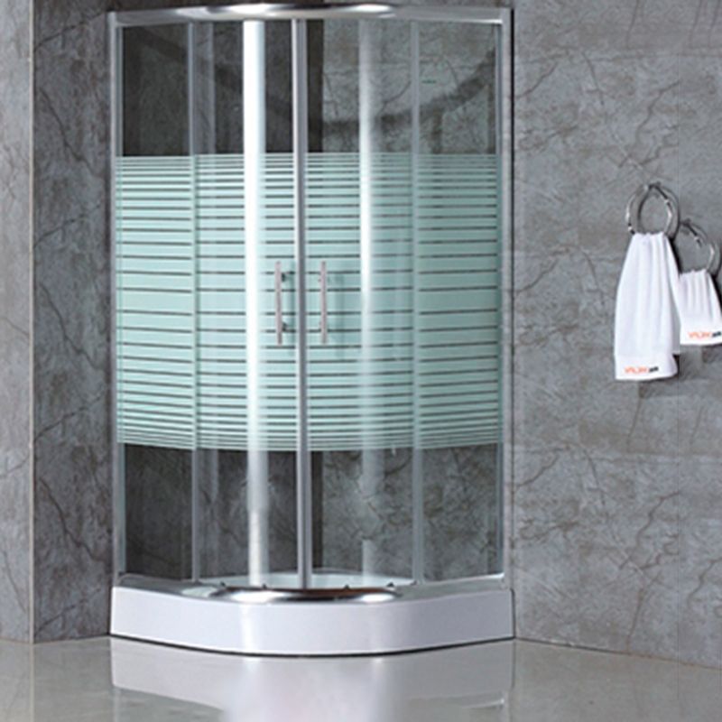 Silver Rounded Shower Stall Clear Tempered Glass Shower Stall with Door Handles Clearhalo 'Bathroom Remodel & Bathroom Fixtures' 'Home Improvement' 'home_improvement' 'home_improvement_shower_stalls_enclosures' 'Shower Stalls & Enclosures' 'shower_stalls_enclosures' 'Showers & Bathtubs' 1200x1200_2068ff69-bf2a-48e5-bf86-3a97df51d7f3