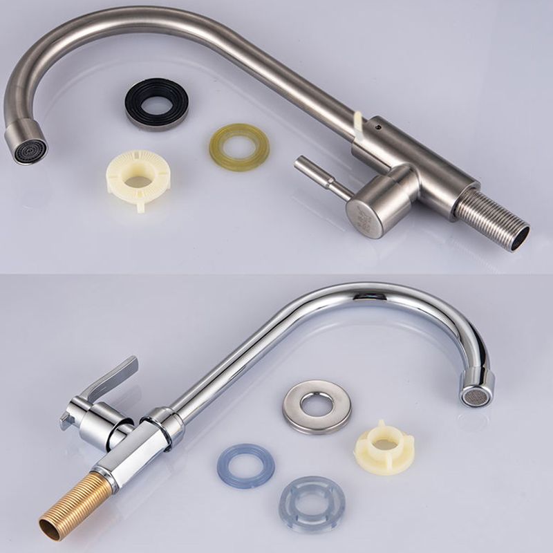 Contemporary Single Handle Kitchen Faucet High Arch Water Filler in Chrome Clearhalo 'Home Improvement' 'home_improvement' 'home_improvement_kitchen_faucets' 'Kitchen Faucets' 'Kitchen Remodel & Kitchen Fixtures' 'Kitchen Sinks & Faucet Components' 'kitchen_faucets' 1200x1200_206abb69-993c-4f28-abc3-e71dca561386