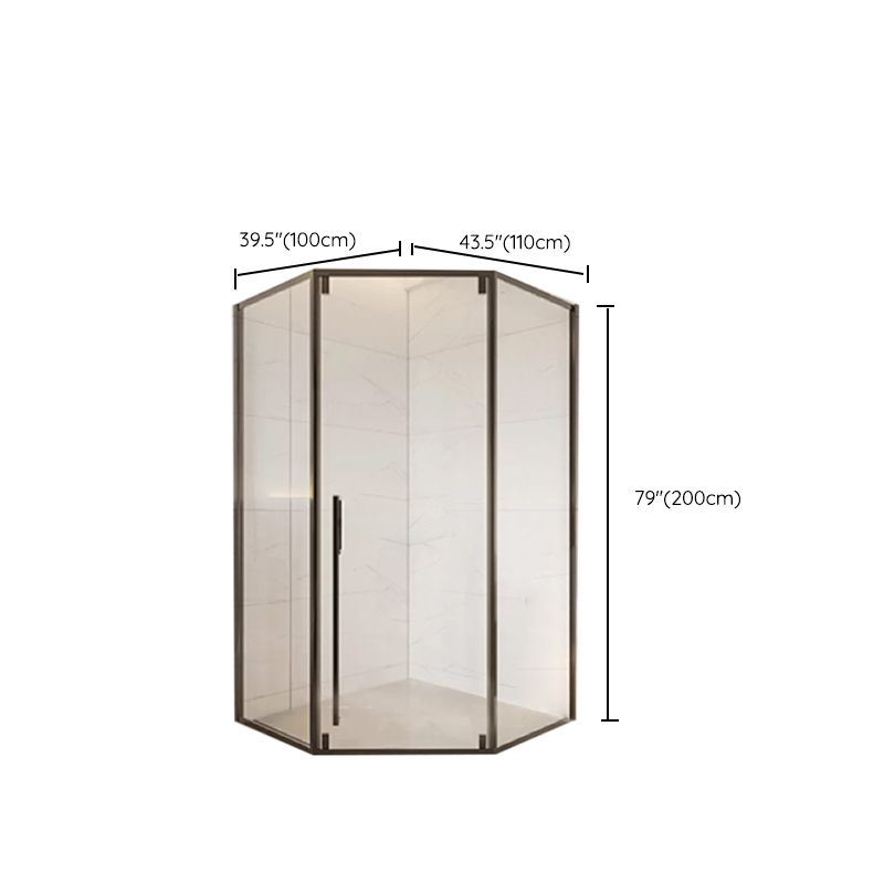 Neo-Angle Clear Tempered Shower Enclosure Framed Double Sliding Shower Kit Clearhalo 'Bathroom Remodel & Bathroom Fixtures' 'Home Improvement' 'home_improvement' 'home_improvement_shower_stalls_enclosures' 'Shower Stalls & Enclosures' 'shower_stalls_enclosures' 'Showers & Bathtubs' 1200x1200_20732dc8-c6a4-430e-bfd4-737bb3ac18ca